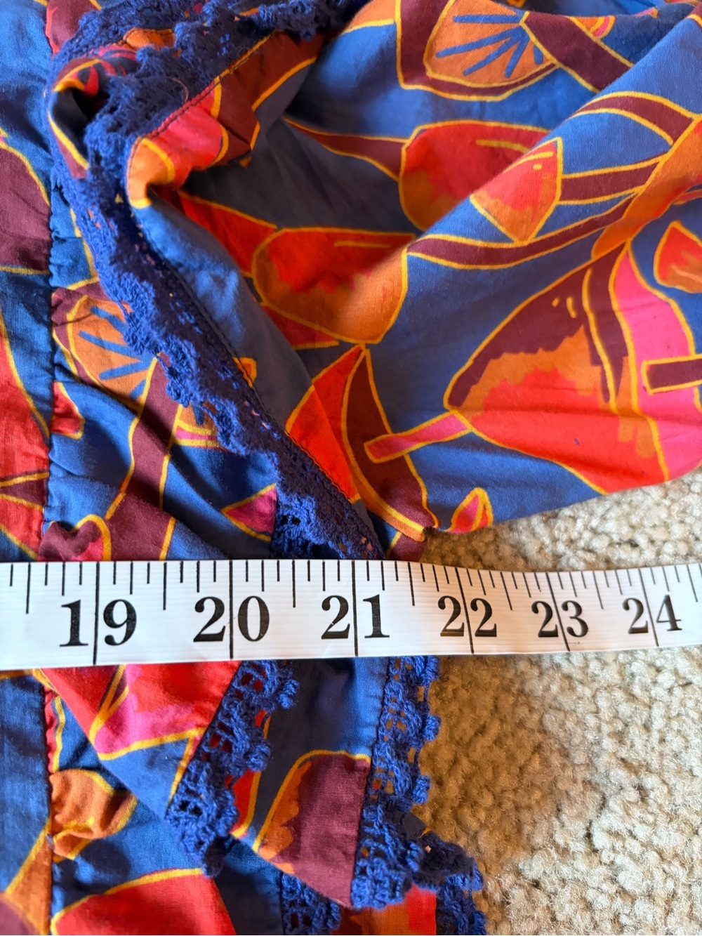 Farm Rio bohemian boho bright blue mushroom sketch button ruffle blouse size xl - Picture 14 of 15